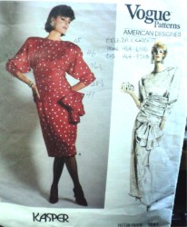 1691 Vogue KASPER BIAS DRAPE MIDRIFF, BOW, LS DRESS LENGTHS PATTERN 12